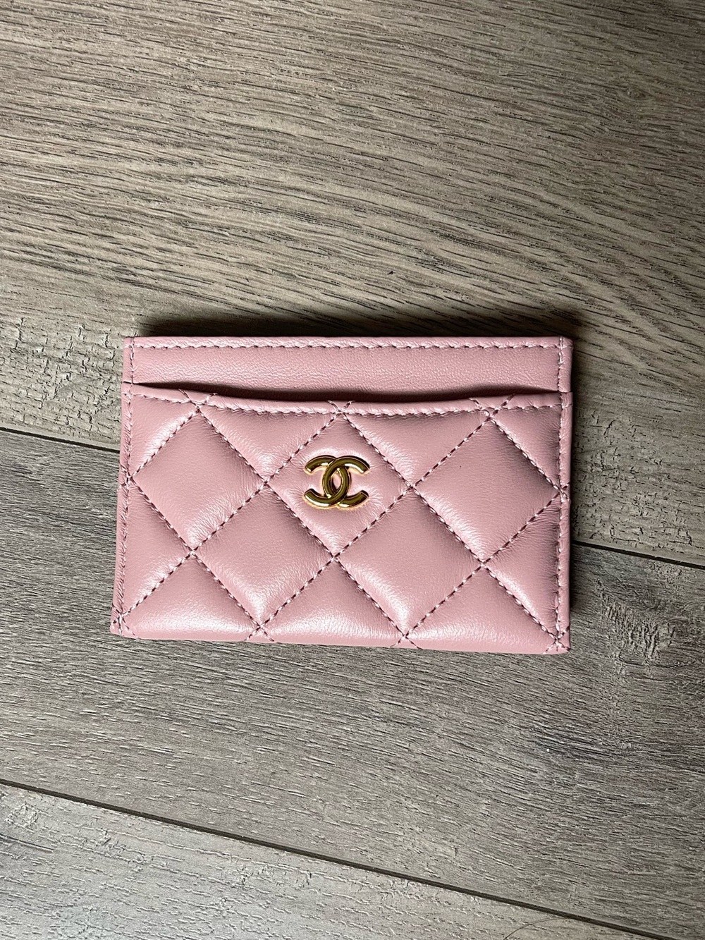 Fashion light mauve pink quilted CC cardholder wallet